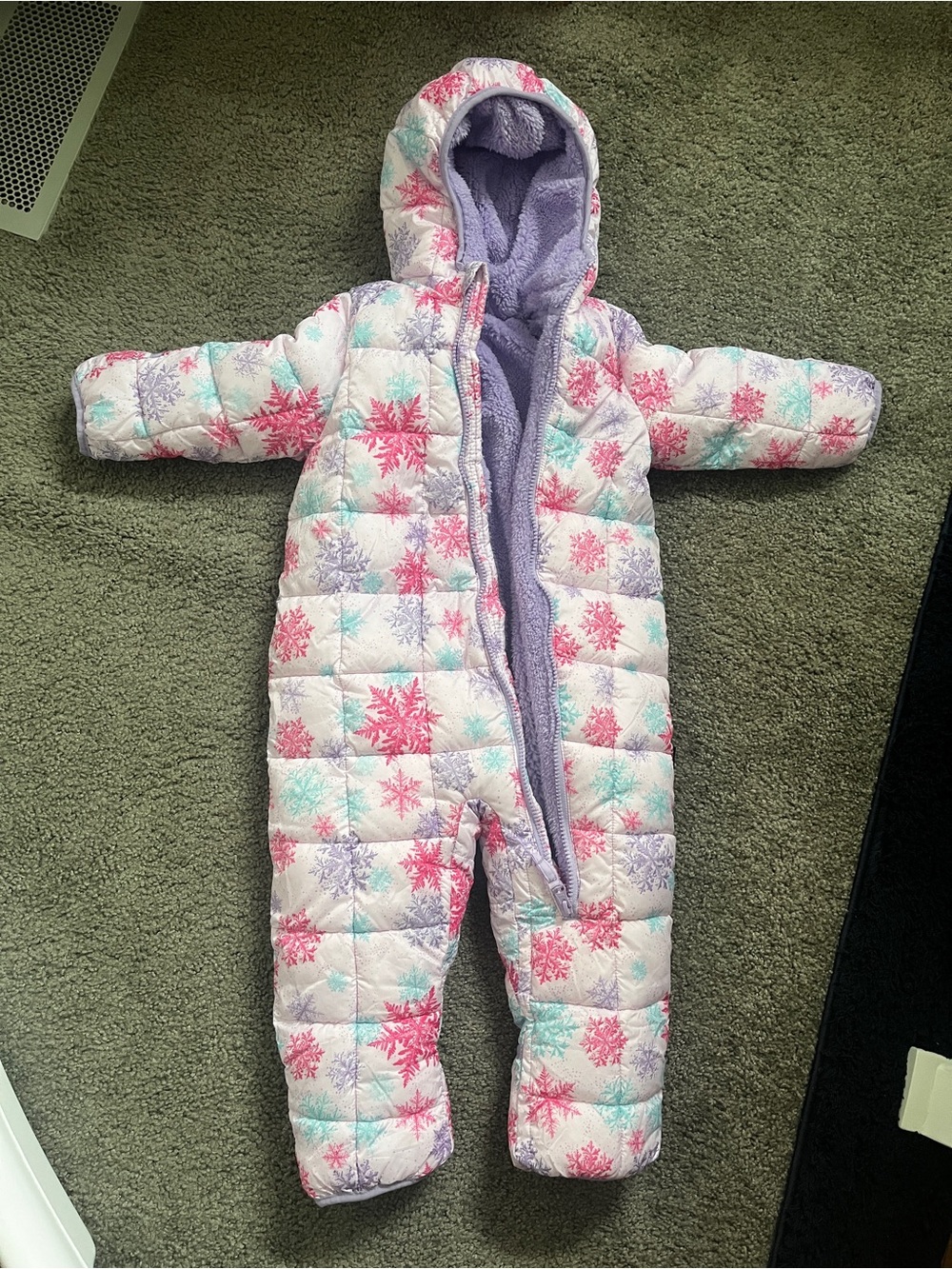 Spyder Kids Quilted Snowflake One-Piece - White, Pink, Mint & Lavender